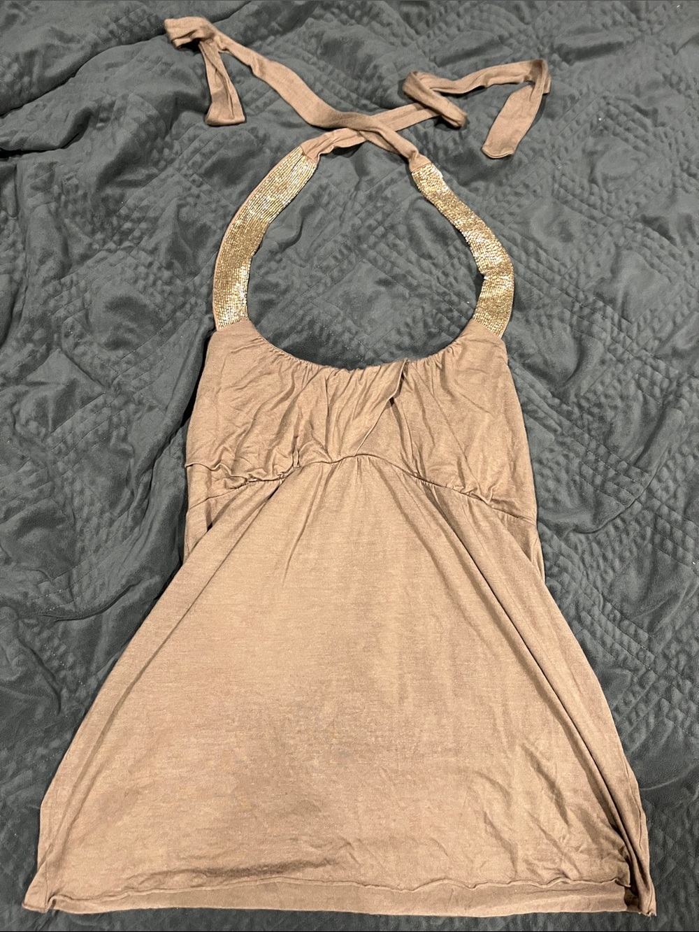 Guess Beaded Beige Halter Top